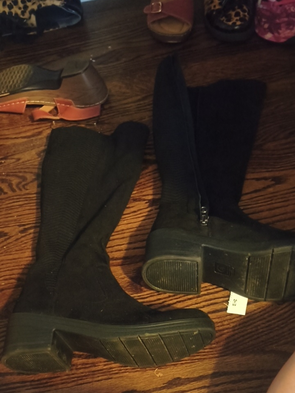 Black Knee-High Zip Boots